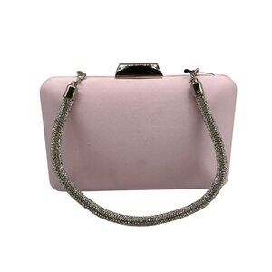 I.N.C International Concepts Pink Dogwood Satin Crystal Frame Clutch